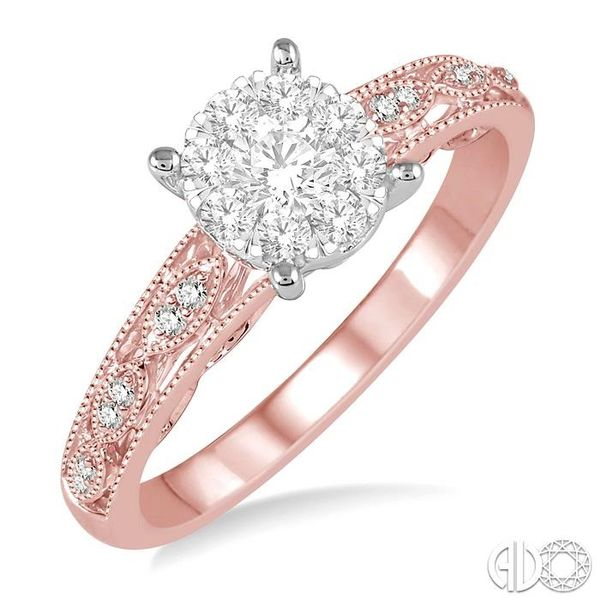 1/3 Ctw Round Cut Diamond Lovebright Engagement Ring in 14K Rose and White Gold Becker's Jewelers Burlington, IA