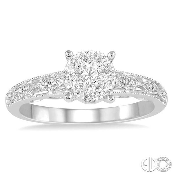 1/3 Ctw Round Cut Diamond Lovebright Engagement Ring in 14K White Gold Image 2 Becker's Jewelers Burlington, IA