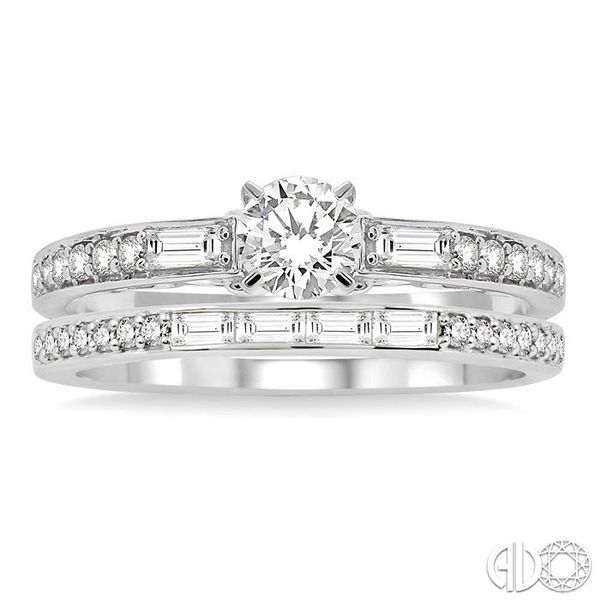 7/8 Ctw Diamond Wedding Set with 5/8 Ctw Round Cut Engagement Ring and 1/4 Ctw Wedding Band in 14K White Gold Image 2 Becker's Jewelers Burlington, IA