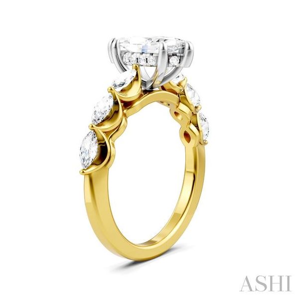 3/4 Ctw Marquise Shape Marquise and Round Cut Diamond Semi-Mount Engagement Ring in 14K Yellow and White Gold Image 3 Becker's Jewelers Burlington, IA