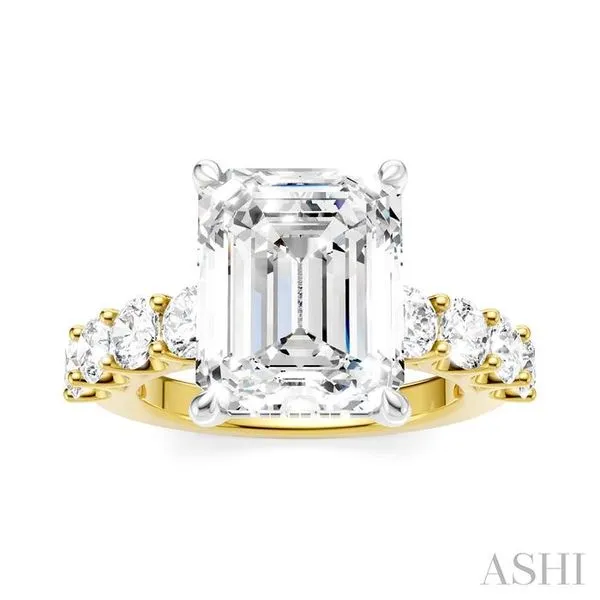 1 1/3 Ctw Emerald Shape Round Cut Diamond Semi-Mount Engagement Ring in 14K Yellow and White Gold Image 2 Becker's Jewelers Burlington, IA