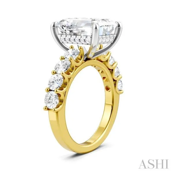 1 1/3 Ctw Emerald Shape Round Cut Diamond Semi-Mount Engagement Ring in 14K Yellow and White Gold Image 3 Becker's Jewelers Burlington, IA