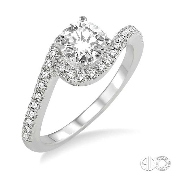 3/4 Ctw Diamond Engagement Ring with 1/2 Ct Round Cut Center Stone in 14K White Gold Becker's Jewelers Burlington, IA