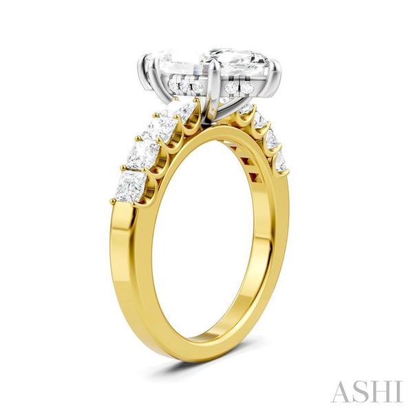 7/8 Ctw Marquise Shape Princess and Round Cut Diamond Semi-Mount Engagement Ring in 14K Yellow and White Gold Image 3 Becker's Jewelers Burlington, IA
