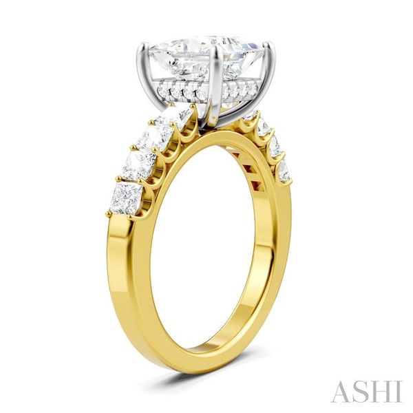 7/8 Ctw Princess Shape Princess and Round Cut Diamond Semi-Mount Engagement Ring in 14K Yellow and White Gold Image 3 Becker's Jewelers Burlington, IA