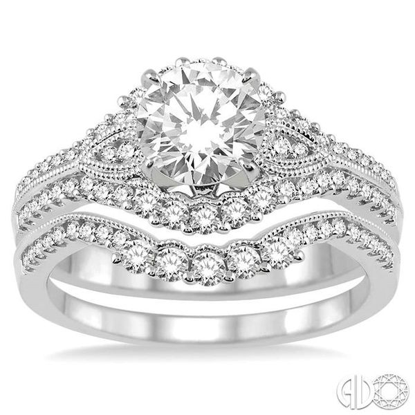 1 1/3 Ctw Diamond Wedding Set with 1 1/6 Ctw Round Cut Engagement Ring and 1/5 Ctw Wedding Band in 14K White Gold Image 2 Becker's Jewelers Burlington, IA