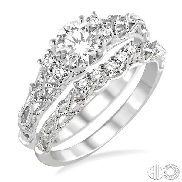 1/2 Ctw Diamond Wedding Set with 1/3 Ctw Round Cut Engagement Ring and 1/10 Ctw Wedding Band in 14K White Gold Becker's Jewelers Burlington, IA
