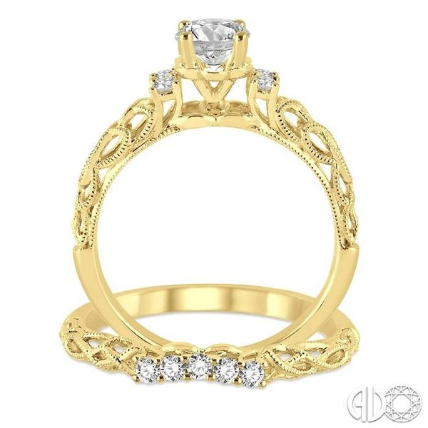 1/2 Ctw Diamond Wedding Set with 1/3 Ctw Round Cut Engagement Ring and 1/10 Ctw Wedding Band in 14K Yellow Gold Image 3 Becker's Jewelers Burlington, IA