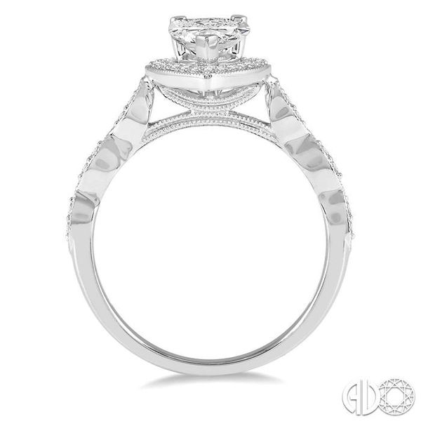 1/6 ctw Pear Shape 7x5mm Round Cut Diamond Semi-Mount Engagement Ring in 14K White Gold Image 3 Becker's Jewelers Burlington, IA
