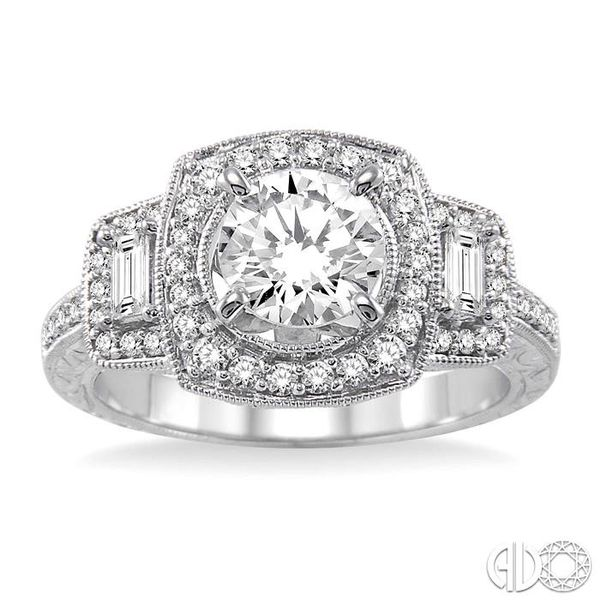 1 1/6 Ctw Diamond Engagement Ring with 3/4 Ct Round Cut Center Stone in 14K White Gold Image 2 Becker's Jewelers Burlington, IA