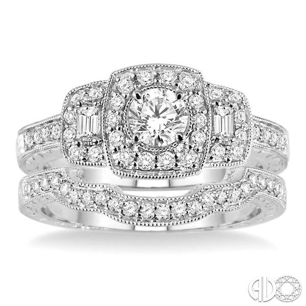 7/8 Ctw Diamond Wedding Set with 3/4 Ctw Round Cut Engagement Ring and 1/6 Ctw Wedding Band in 14K White Gold Image 2 Becker's Jewelers Burlington, IA