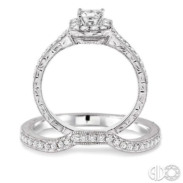 3/4 Ctw Diamond Wedding Set with 5/8 Ctw Princess Cut Engagement Ring and 1/6 Ctw Wedding Band in 14K White Gold Image 3 Becker's Jewelers Burlington, IA