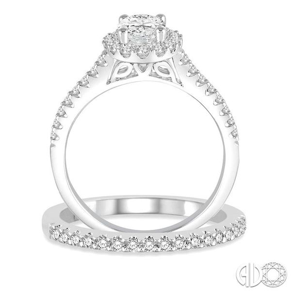 3/4 Ctw Diamond Bridal Set with 5/8 Ctw Oval Cut Engagement Ring and 1/6 Ctw Wedding Band in 14K White Gold Image 3 Becker's Jewelers Burlington, IA