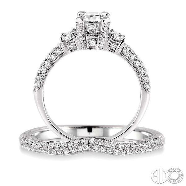 1 Ctw Diamond Wedding Set with 3/4 Ctw Round Cut Engagement Ring and 1/4 Ctw Wedding Band in 14K White Gold Image 3 Becker's Jewelers Burlington, IA