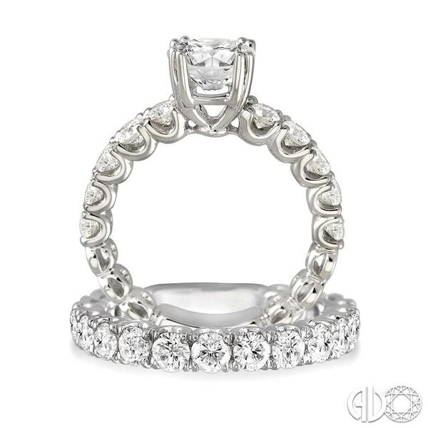 3 Ctw Diamond Wedding Set with 1 3/4 Ctw Round Cut Engagement Ring and 1 1/5 Ctw Wedding Band in 14K White Gold Image 3 Becker's Jewelers Burlington, IA