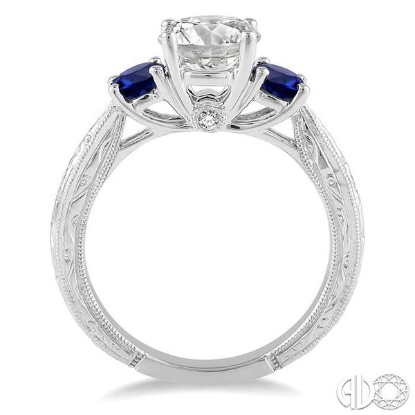4x4MM Round Cut Sapphire and 1/50 Ctw Diamond Semi-Mount Engagement Ring in 14K White Gold Image 3 Becker's Jewelers Burlington, IA