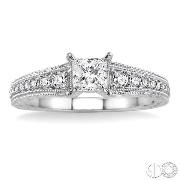 5/8 Ctw Diamond Engagement Ring with 3/8 Ct Princess Cut Center Stone in 14K White Gold Image 2 Becker's Jewelers Burlington, IA