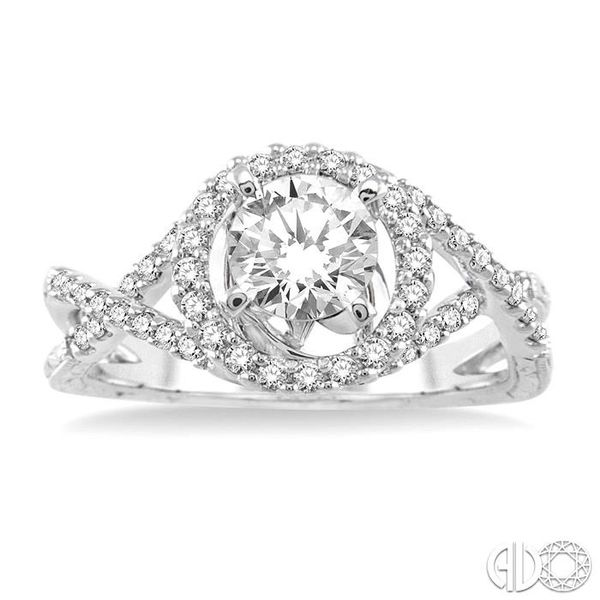 1 Ctw Diamond Engagement Ring with 3/4 Ct Round Cut Center Stone in 14K White Gold Image 2 Becker's Jewelers Burlington, IA