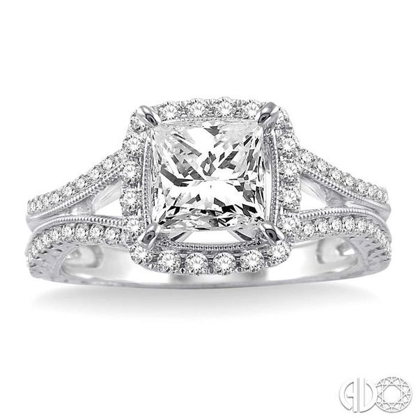 1 1/6 Ctw Diamond Engagement Ring with 3/4 Ct Princess Cut Center Stone in 14K White Gold Image 2 Becker's Jewelers Burlington, IA
