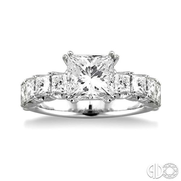 2 Ctw Princess Cut Diamond Semi-Mount Engagement Ring in 18K White Gold Image 2 Becker's Jewelers Burlington, IA