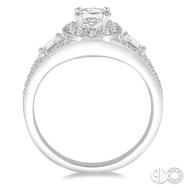 7/8 Ctw Diamond Engagement Ring with 1/3 Ct Oval Shaped Center stone in 14K White Gold Image 3 Becker's Jewelers Burlington, IA