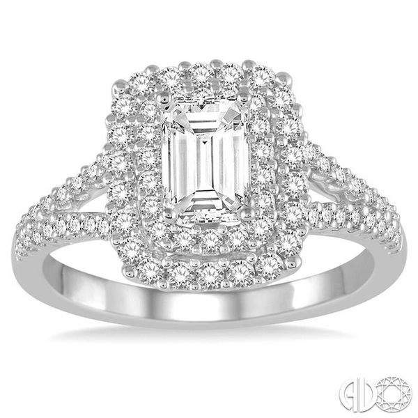 1 1/6 Ctw Diamond Engagement Ring with 1/2 Ct Octagon Shaped Center stone in 14K White Gold Image 2 Becker's Jewelers Burlington, IA