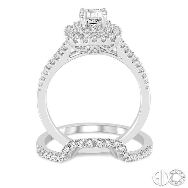 1 3/8 Ctw Diamond Bridal Set with 1 1/6 Ctw Octagon Cut Engagement Ring and 1/4 Ctw Wedding Band in 14K White Gold Image 3 Becker's Jewelers Burlington, IA