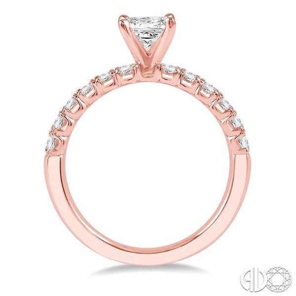 1 Ctw Princess Cut Diamond Ladies Engagement Ring with 1/2 Ct Princess Cut  Center Stone in 14K Rose Gold