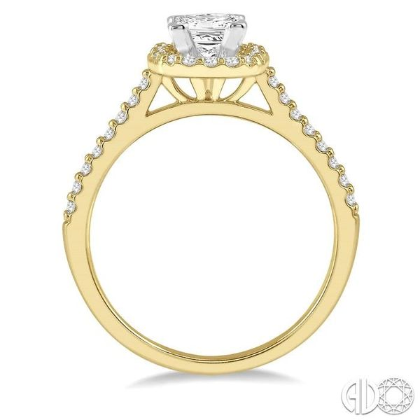 1/3 Ctw Square Shape Diamond Semi-Mount Engagement Ring in 14K Yellow and White Gold Image 3 Becker's Jewelers Burlington, IA