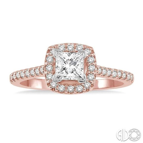 1/4 Ctw Square Shape Diamond Semi-Mount Engagement Ring in 14K Rose and White Gold Image 2 Becker's Jewelers Burlington, IA