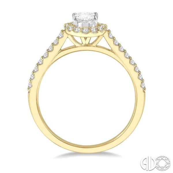 1/6 Ctw Oval Shape Semi-Mount Diamond Engagement Ring in 14K Yellow and White Gold Image 3 Becker's Jewelers Burlington, IA