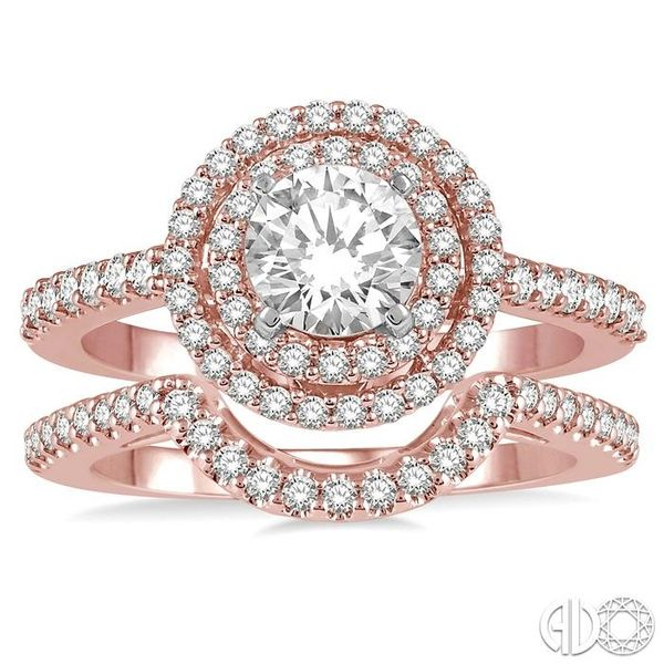 1 1/5 Ctw Diamond Wedding Set in 14K With 1 Ctw Round Shape Engagement Ring in Rose and White Gold and 1/5 Ctw U-Shape Wedding B Image 2 Becker's Jewelers Burlington, IA
