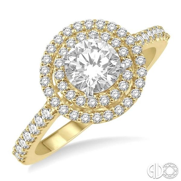 1 Ctw Diamond Ladies Engagement Ring with 1/2 Ct Round Cut Center Stone in 14K Yellow and White Gold Becker's Jewelers Burlington, IA