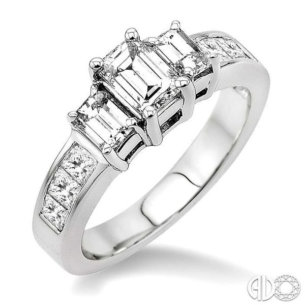 Ctw Nine Stone Emerald Princess Cut Diamond Engagement R