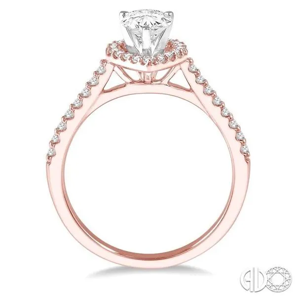 3/4 Ctw Diamond Ladies Engagement Ring with 1/2 Ct Pear Cut Center Stone in  14K Rose and White Gold