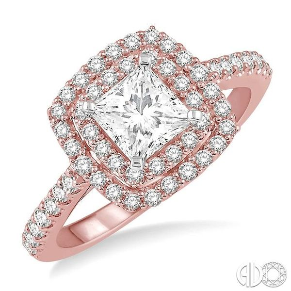 1 Ctw Princess Cut Center Stone Diamond Ladies Engagement Ring in 14K Rose and White Gold Becker's Jewelers Burlington, IA