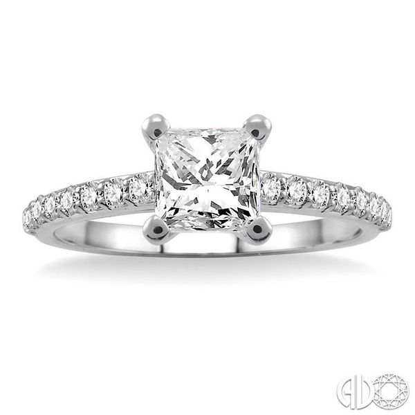 1 Ctw Diamond Engagement Ring with 5/8 Ct Princess Cut Center Stone in 14K White Gold Image 2 Becker's Jewelers Burlington, IA