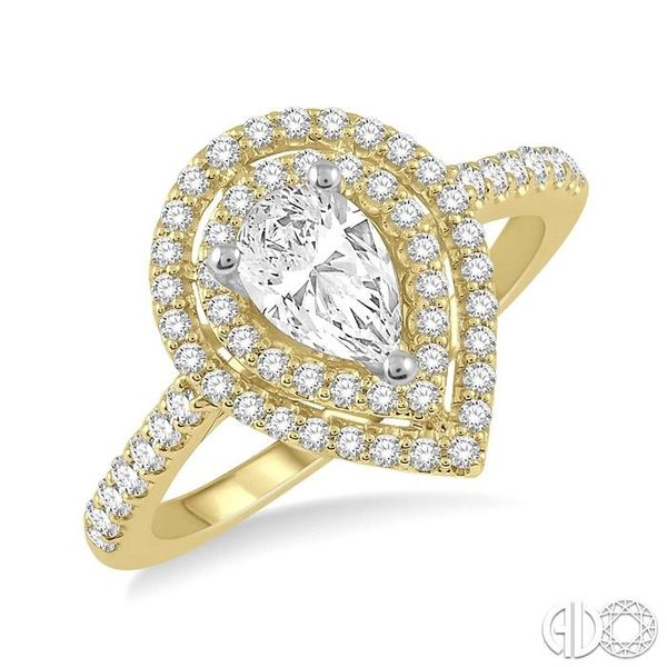 1/2 Ctw Pear Shape Engagement Ring with 1/4 Ct Pear Cut Center Stone in 14K Yellow and White Gold Becker's Jewelers Burlington, IA