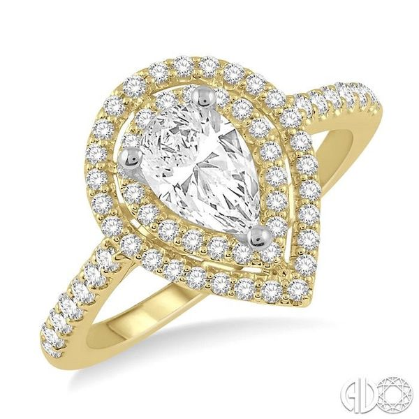 1/2 Ctw Pear Cut Semi-Mount Double Row Diamond Engagement Ring in 14K Yellow and White Gold Becker's Jewelers Burlington, IA