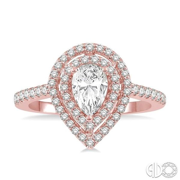 1/4 Ctw Pear Shape Semi-Mount Round Cut Diamond Engagement Ring in 14K Rose Gold Image 2 Becker's Jewelers Burlington, IA
