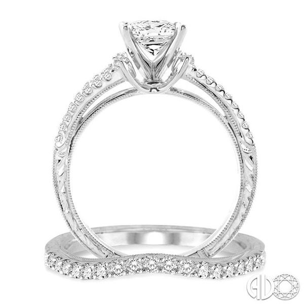 1 1/10 Ctw Diamond Wedding Set with 7/8 Ctw Princess Cut Engagement Ring and 1/4 Ctw Wedding Band in 14K White Gold Image 3 Becker's Jewelers Burlington, IA