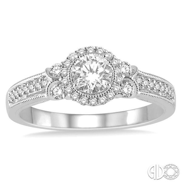 1/2 Ctw Diamond Engagement Ring with 1/5 Ct Round Cut Center Stone in 14K White Gold Image 2 Becker's Jewelers Burlington, IA