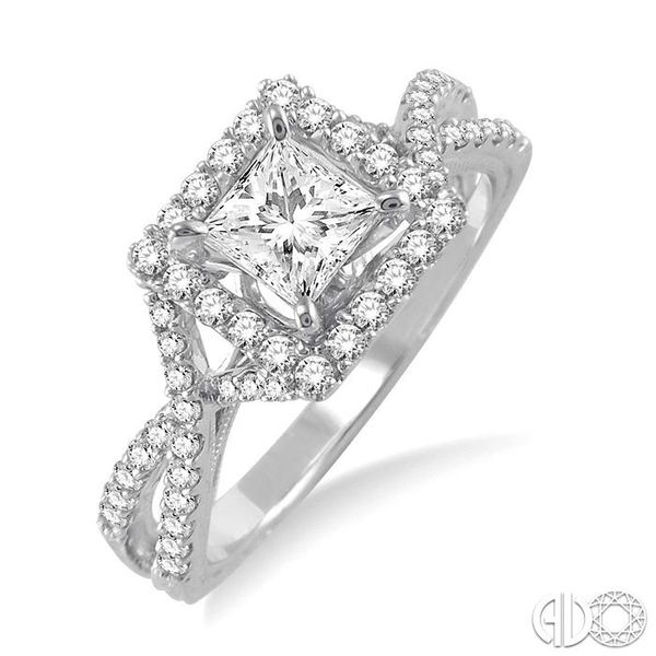1 Ctw Diamond Engagement Ring with 1/2 Ct Princess Cut Center Stone in 14K White Gold Becker's Jewelers Burlington, IA