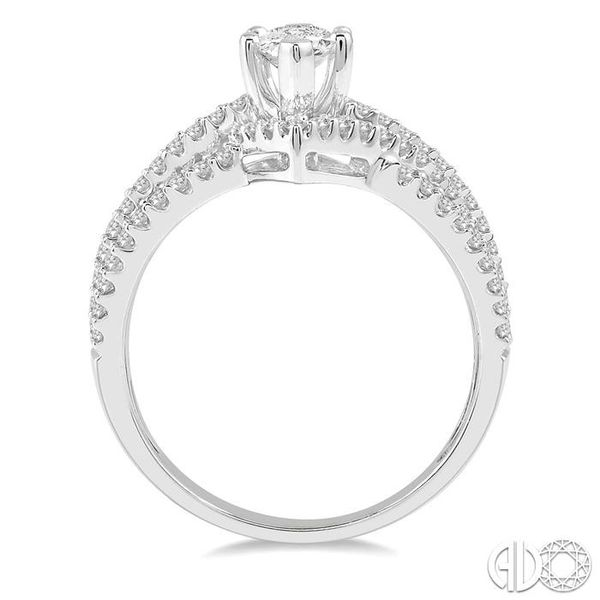3/4 ctw Marquise Split Shank Semi-Mount Round Cut Diamond Engagement Ring in 14K White Gold Image 3 Becker's Jewelers Burlington, IA
