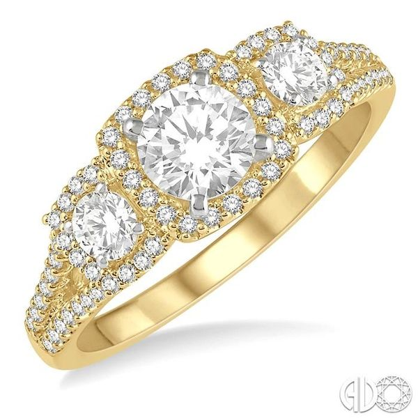 1/2 Ctw Triple Cushion Shape Semi-Mount Diamond Engagement Ring in 14K Yellow and White Gold Becker's Jewelers Burlington, IA