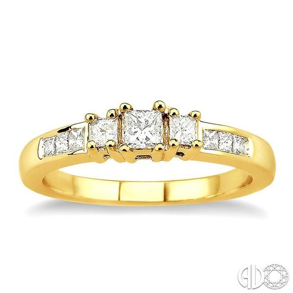 1/2 Ctw Nine Stone Princess Cut Diamond Engagement Ring in 14K Yellow Gold Image 2 Becker's Jewelers Burlington, IA