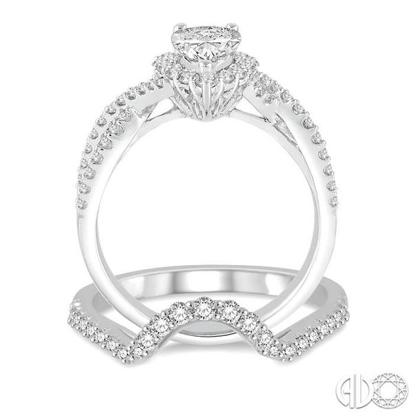1 1/2 Ctw Diamond Wedding Set With 1 1/5 ct Pear Shape Intertwined Engagement Ring and 1/4 ct Wedding Band in 14K White Gold Image 3 Becker's Jewelers Burlington, IA