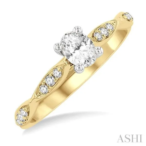 1/6 Ctw Oval Shape Round Cut Diamond Semi-Mount Engagement Ring in 14K Yellow and White Gold Becker's Jewelers Burlington, IA