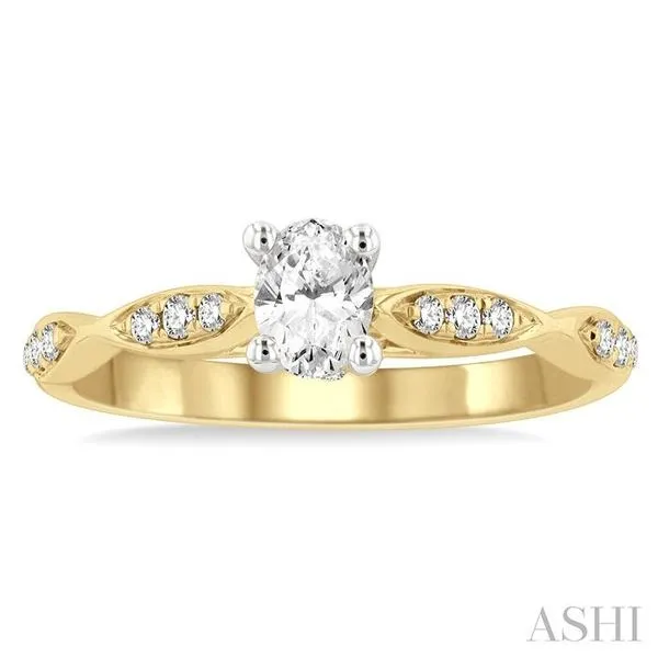 1/6 Ctw Oval Shape Round Cut Diamond Semi-Mount Engagement Ring in 14K Yellow and White Gold Image 2 Becker's Jewelers Burlington, IA