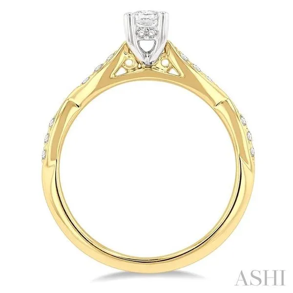 1/6 Ctw Oval Shape Round Cut Diamond Semi-Mount Engagement Ring in 14K Yellow and White Gold Image 3 Becker's Jewelers Burlington, IA